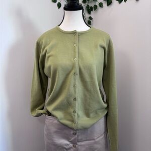 Handmade | Cardigan | Size XL | Chartreuse Green | Wool/Acrylic Blend